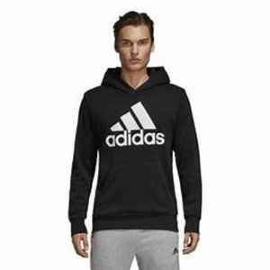 adidas Essentials Black French Terry Big Logo Kangaroo Pocket Pullover Hoodie